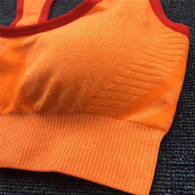 Conjuntos de ropa deportiva de media pieza sin costuras para mujer, conjuntos de gimnasio de manga larga, sujetador deportivo de yoga, leggings push up y mallas deportivas.