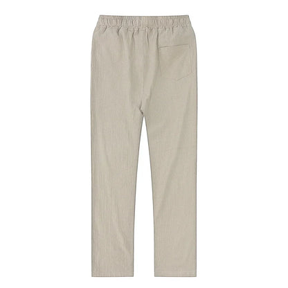 Pantalones de lino y algodón para hombre, transpirables, de color sólido, para otoño, ropa de calle deportiva, tallas S-3XL