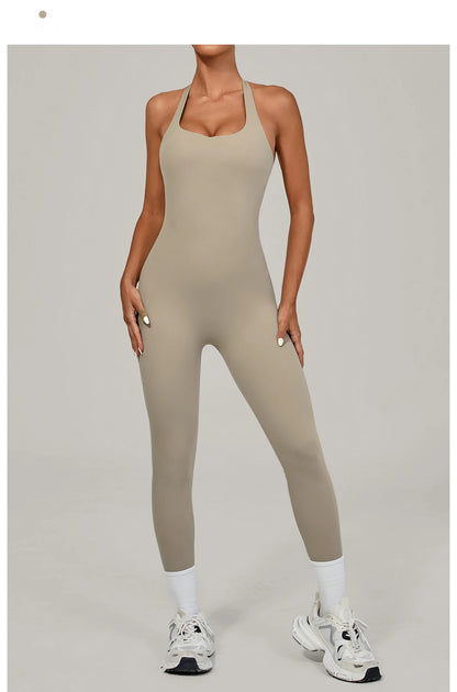 Nuevo Body de Yoga Sexy para Mujer, Mono Deportivo de una Pieza, Sin Mangas, Espalda Abierta, Conjunto de Yoga de Secado Rápido, Ropa Deportiva para Entrenamiento y Yoga.