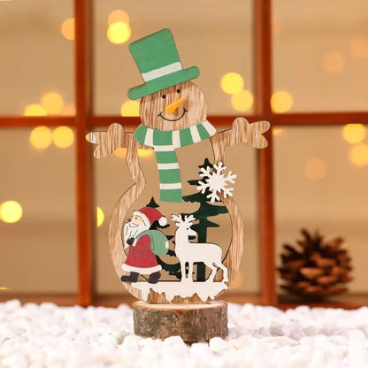 Decoración navideña DIY, manualidades de madera, adornos creativos, Papá Noel, muñeco de nieve, reno, decoración de escritorio navideña, regalos