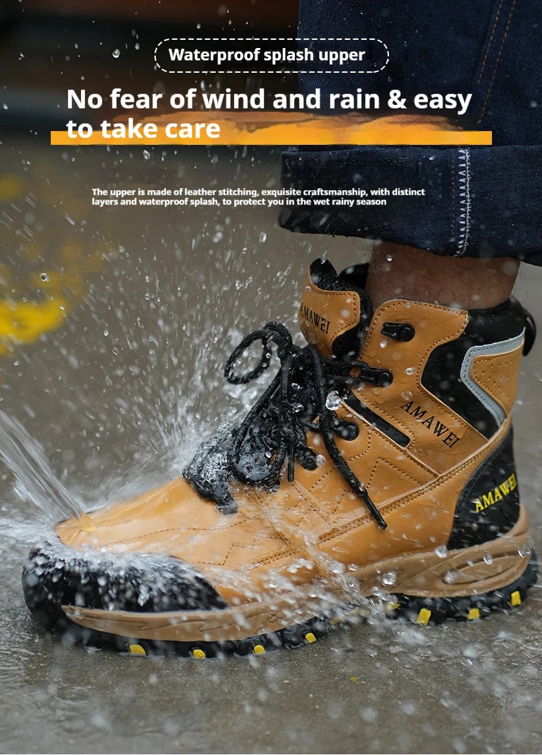 Botas de seguridad para hombre, con punta de acero, antiperforación, anticaídas, indestructibles, antideslizantes, impermeables
