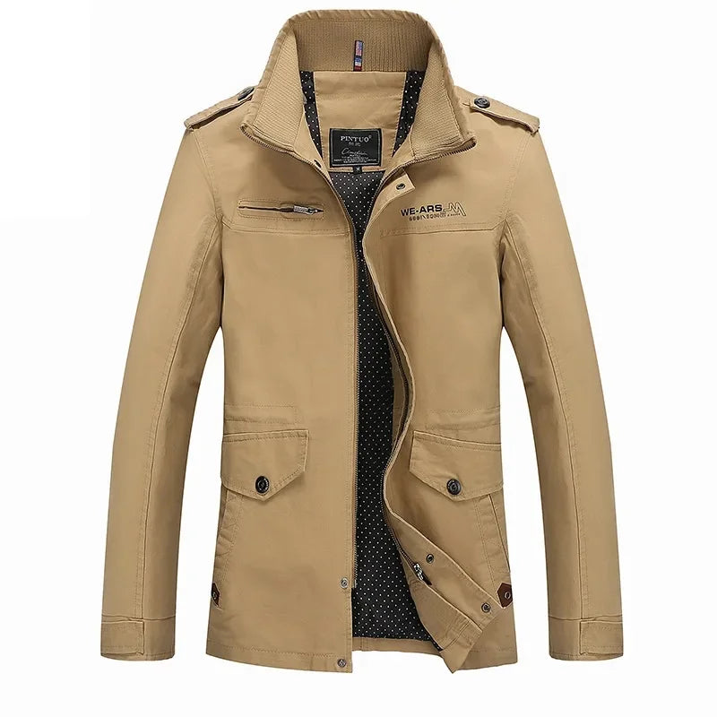 Chaqueta informal de algodón puro lavado para hombre, estilo primavera/otoño, ligera, cortavientos juvenil y a la moda. Abrigo ligero de verano.