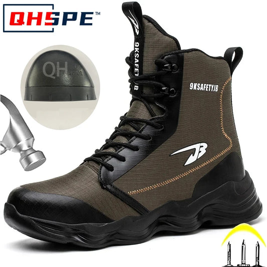 2024 Nuevos zapatos de seguridad para hombre, botas altas de trabajo, zapatillas de trabajo con puntera de acero, botas de trabajo antigolpes y a prueba de pinchazos, zapatos indestructibles