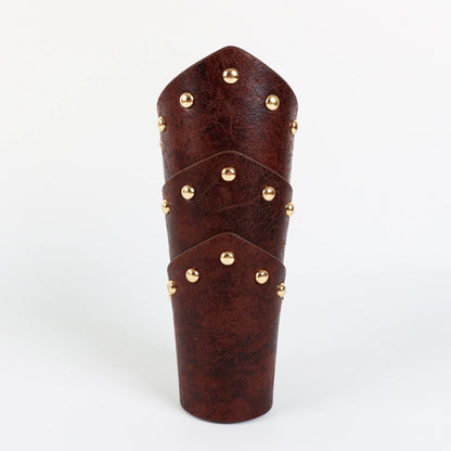 Armadura medieval de cuero sintético para hombre, calentadores de brazos con cordones, guantelete de caballero pirata vikingo, brazalete, accesorios steampunk