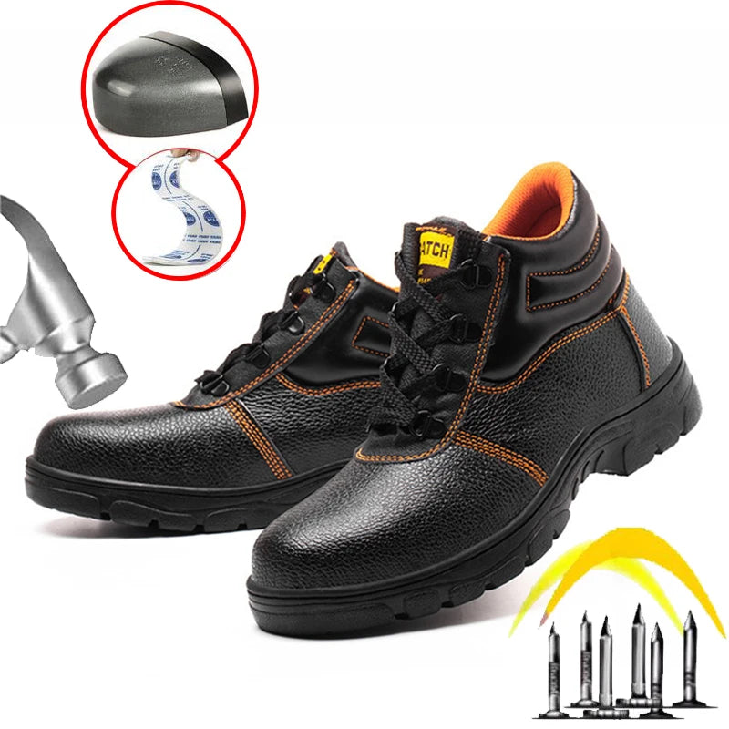 Calzado de seguridad cómodo, resistente a pinchazos, con puntera de acero, para hombre. Resistente al agua, antideslizante y resistente a la abrasión.