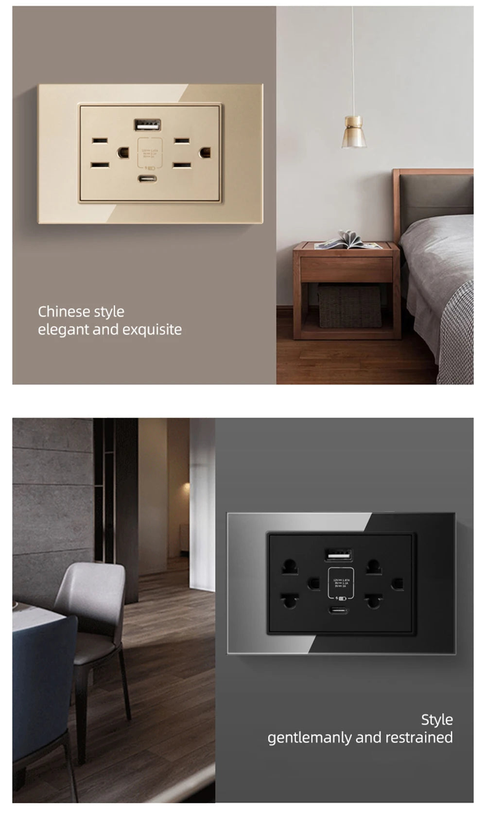 Adaptador de enchufe de pared USB Herepow serie 118 estándar estadounidense de Tailandia, tipo C, carga rápida de 3.1 A para electrodomésticos inteligentes Google Home