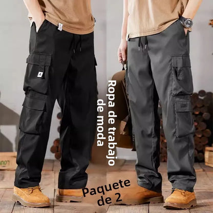 Pantalones de trabajo para hombre de talla grande, modelo 2024, conjunto casual resistente y duradero para la construcción, ideales para el verano. Con puños ajustables.