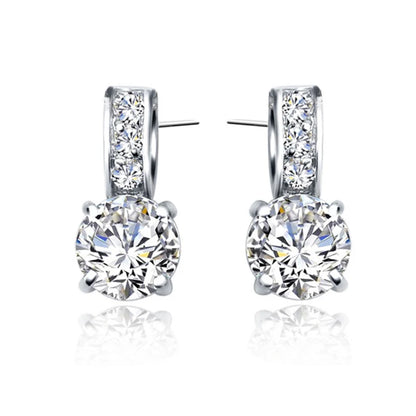 Conjunto de joyería nupcial de plata de ley 925 con colgante clásico de cristal de circonita cúbica, collar y pendientes para mujeres y niñas, regalo
