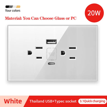 Adaptador de enchufe para electrodomésticos inteligentes Herepow Thailand, enchufe de pared USB doble estándar americano tipo C de 3,1 A con carga rápida.