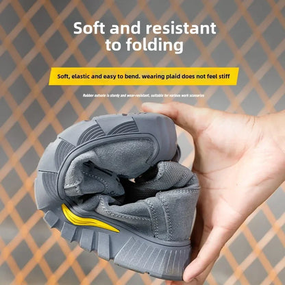 Calzado de seguridad para hombre, zapatos de trabajo con puntera de acero, color gris, anti-aplastamiento, anti-perforación, alta calidad, tallas 38-45, bota de trabajo indestructible para hombre.