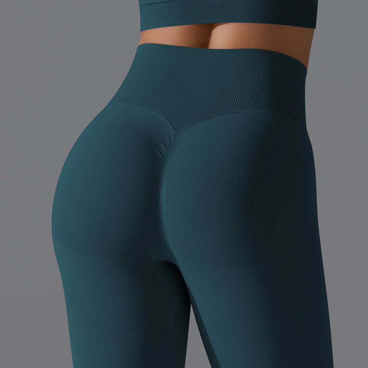 Leggings deportivos de yoga para mujer, sin costuras, cintura alta, elásticos, color sólido, para gimnasio, correr, secado rápido, realce y efecto moldeador.