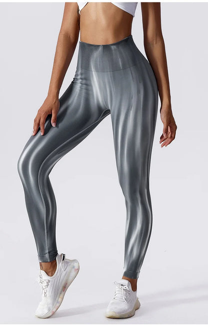 Pantalones de yoga para mujer con estampado tie-dye Cloud Rise, leggings deportivos sexys para gimnasio, mallas sin costuras, pantalones de cintura alta para entrenar.