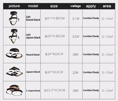Lámpara de techo LED moderna de 2 anillos con diseño creativo. Ideal para interiores: pasillo, balcón, oficina.