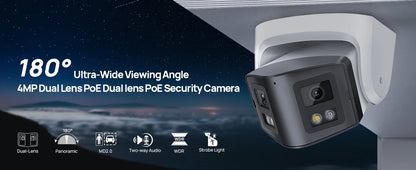 Cámara IP panorámica 4K de 8 MP y 180° compatible con Hikvision, con infrarrojos y ColorVu, audio bidireccional, detección de presencia humana, ranura para tarjeta SD, Plug &amp; Play, NVR HIK.
