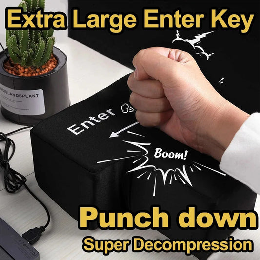 Gran botón USB Enter para ratón, antiestrés, descompresión, para cualquier ventilación, almohada de escritorio para programadores y trabajadores.