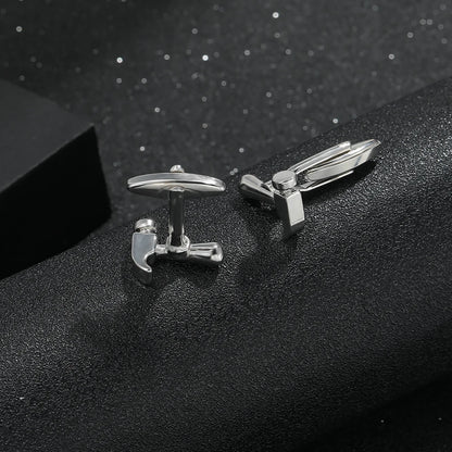 Colección de herramientas, joyería, gemelos con forma de tijera y martillo para hombres y niños, accesorios, regalo para festivales.