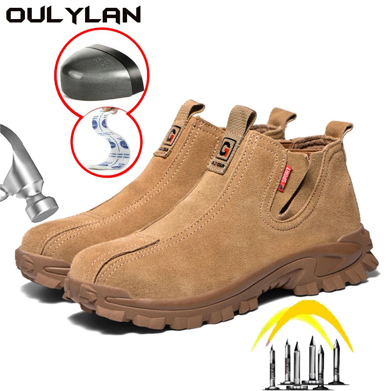 Zapatos de trabajo ligeros para hombre y mujer, cómodos, impermeables, antiaplastamiento, antipinchazos, antideslizantes, con suela resistente a la abrasión, calzado de seguridad.