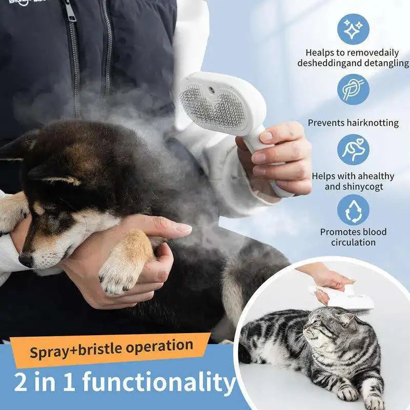 Cepillo de vapor caliente para gatos con spray para perros, cepillo de masaje con vapor para mascotas, peine depilatorio, peine de masaje con vapor para perros y gatos de pelo largo