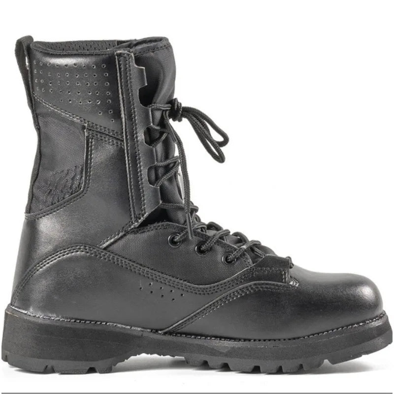 Botas altas de trabajo para hombre, color arena, negro, verde militar, para senderismo, entrenamiento y actividades al aire libre. Tallas 38 a 46.