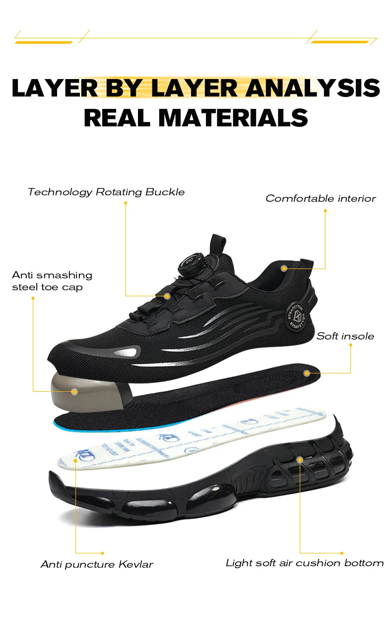 Work Safety Shoes Men Women Steel Toe Sneakers Air Cushion Indestructible Security Protection Safety Boots Size 47 48 Footwear