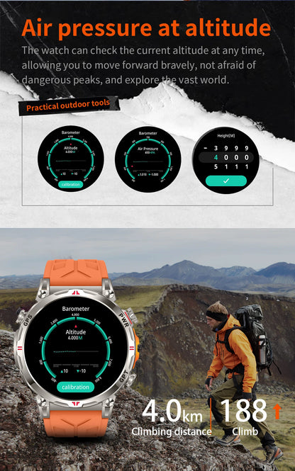 Reloj inteligente con GPS para hombre, pulsera deportiva con control del ritmo cardíaco, Bluetooth, llamadas, 530 mAh, resistente al agua hasta 3 ATM, 2025