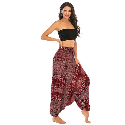 Bohemian Pants Women Pantalones Mujer Hippie High Waist Rayon Harem Baggy Boho Yoga Beach Wear Pour Femme Calca Feminina Printed
