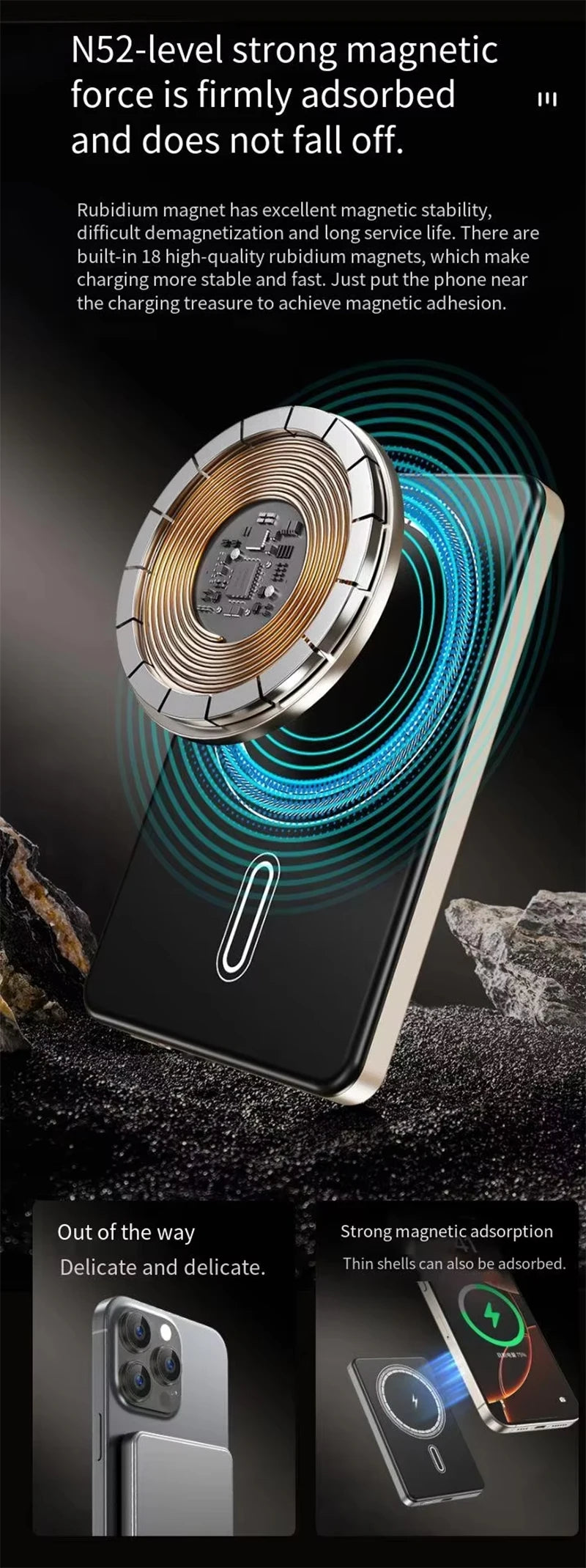 Batería externa portátil Xiaomi de 500.000 mAh, inalámbrica y magnética, PD22,5 W, carga rápida, compatible con Magsafe para iPhone y Samsung.