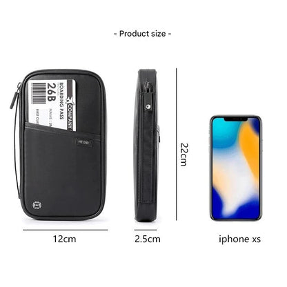 Cartera organizadora para pasaporte de viaje con tarjetero, estuche para documentos, bandolera familiar, bolsa para guardar billetes y efectivo para viajes al extranjero.
