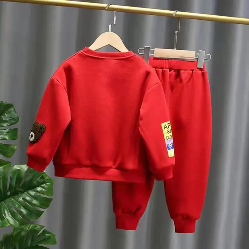 Conjunto de ropa para niños, primavera y otoño, nuevo, suéter de dibujos animados para niños y bebés, pantalones, 2 piezas, ropa deportiva para niños y niñas.