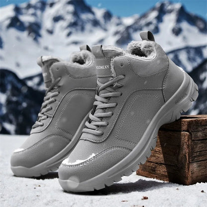 Botas de nieve de gran tamaño para hombre, zapatos de invierno de algodón, botines, zapatos de trabajo para hombre, botas de cuero impermeables de alta calidad, Bota Masculina