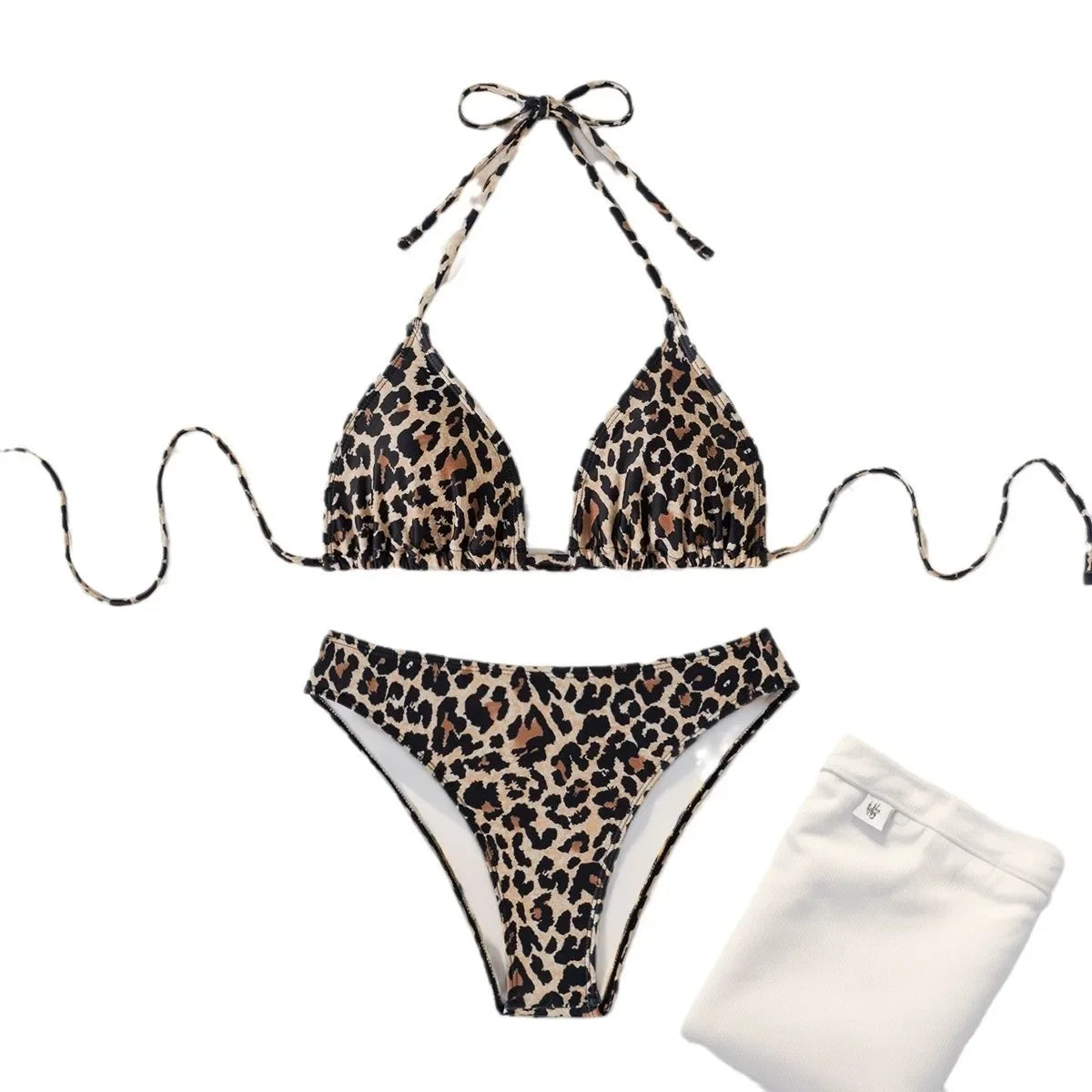 Conjunto de bikini de leopardo para mujer, traje de baño de dos piezas sexy, estilo europeo y americano, de venta rápida, 2024