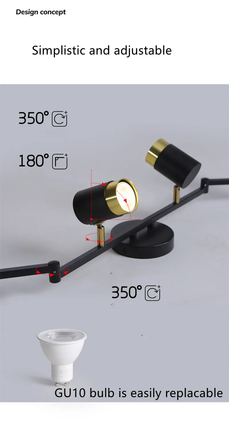 Lámpara de techo LED moderna para interiores, lámpara de araña blanca y negra, foco para sala de estar, dormitorio, comedor, pasillo, foco GU10