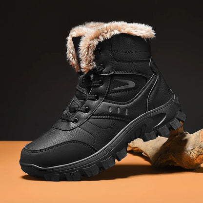 Botas de invierno para hombre, zapatillas cálidas, impermeables, antideslizantes, de felpa, de cuero, talla grande 48, novedad de 2024