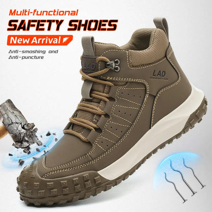 Zapatos de seguridad para hombre, de caña alta, cómodos, con suela blanda, antiimpactos y resistentes a perforaciones, botas de trabajo para obras de construcción.