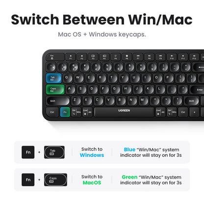 Teclado inalámbrico UGREEN con Bluetooth y teclas en ruso, coreano e inglés de 2,4 GHz para portátiles, MacBook, iPad, PC y tabletas.