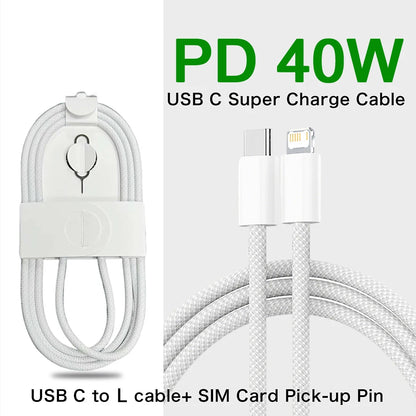 Cable USB C de carga rápida oficial PD de 60 W para iPhone 16, 15, 14, 13, 17 Pro Max, cable de datos tipo C tejido, accesorios de cargador, 1-10 unidades