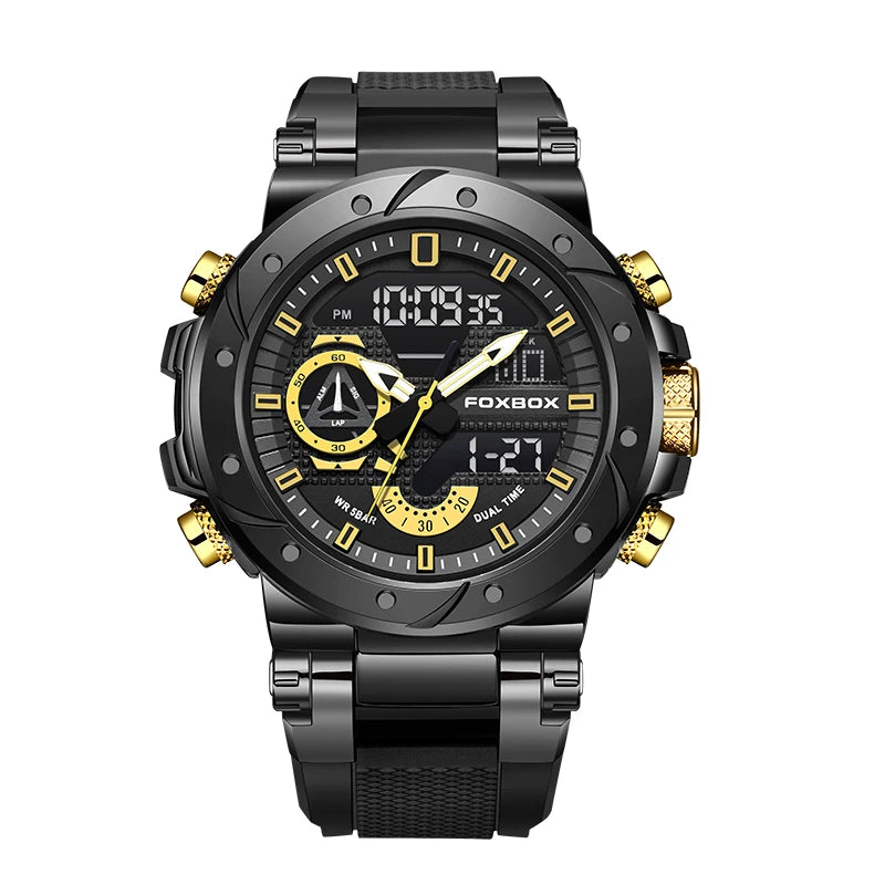 Reloj LIGE para hombre, correa de moda, deportivo, militar, calendario semanal, relojes de cuarzo, LED, pantalla dual, cronógrafo, relojes digitales para hombre