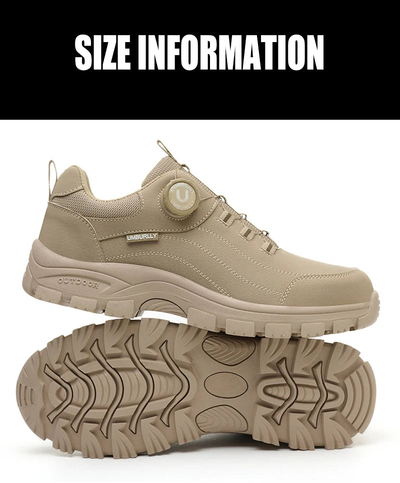 Calzado de seguridad para hombre con diseño de botones, puntera de acero, resistente a la compresión y suela antideslizante para trabajo en exteriores y talleres.