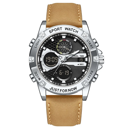 FOXBOX Relojes de lujo de moda para hombre, reloj de pulsera luminoso resistente al agua con fecha y doble horario para hombre, relojes de cuarzo para hombre, relojes masculinos