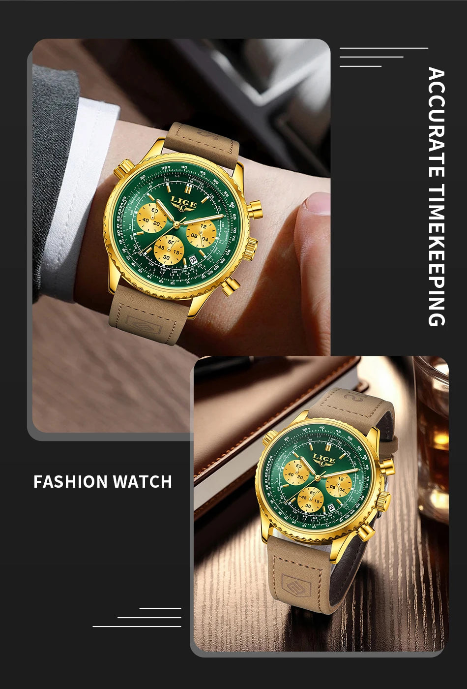 Relojes de lujo LIGE para hombre, cronógrafo con fecha, acero inoxidable, resistente al agua, luminoso, deportivo, militar, de cuarzo