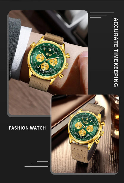 Relojes de lujo LIGE para hombre, cronógrafo con fecha, acero inoxidable, resistente al agua, luminoso, deportivo, militar, de cuarzo