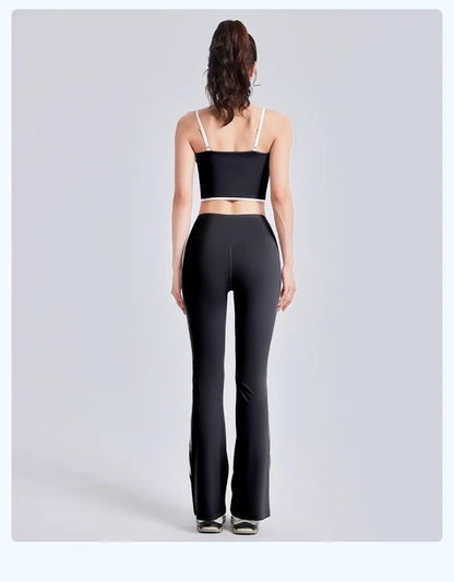 Nuevo traje deportivo para mujer, con efecto push-up, chaleco con tirantes ajustables, cintura alta, micropantalón y traje de yoga de alta elasticidad.