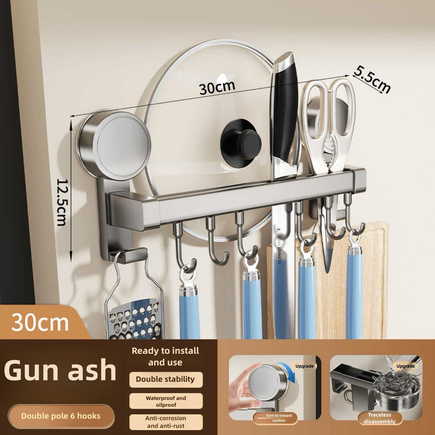 Gancho con ventosa para utensilios, estantes, soporte para cucharas, estante para trapos de cocina, estante para tablas de cortar, soporte para cuchillos, gancho para fila, organizador de cocina