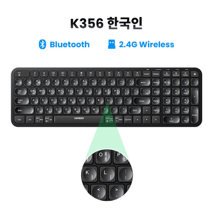 Teclado inalámbrico UGREEN con Bluetooth y teclas en ruso, coreano e inglés de 2,4 GHz para portátiles, MacBook, iPad, PC y tabletas.