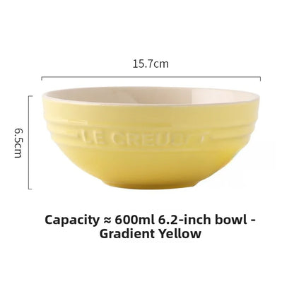 Cuenco de porcelana esmaltada de colores fríos Le Creuset, cuenco de arroz, cuenco para sopa con cara de arcoíris, cuenco francés con diseño de mono redondo para uso doméstico