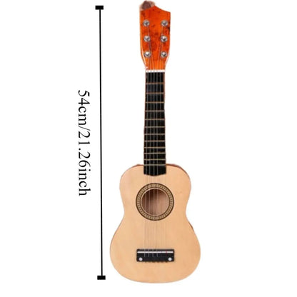 Guitarra infantil de madera maciza con perilla de cuerda ajustable, instrumento infantil multicolor, juguete clásico de alta calidad de sonido.