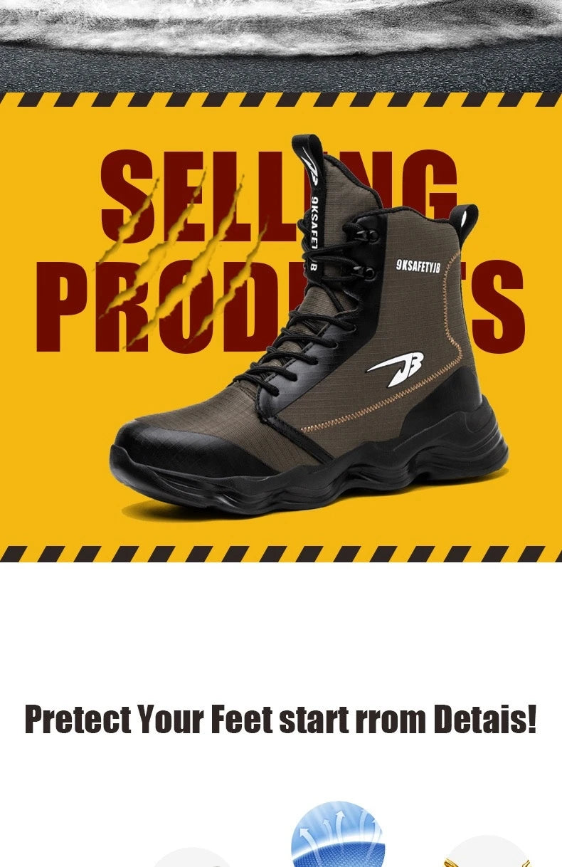 Botas de trabajo de seguridad para hombre con puntera de acero, nuevas, antiaplastamiento y antipinchazos. Calzado antideslizante para hombre, modelos para las cuatro estaciones.