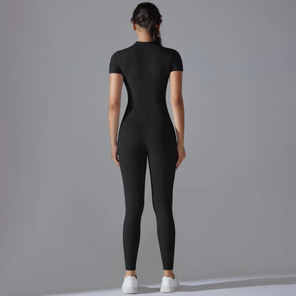 Women Zipper Bodysuits Fitness Sports Bodysuit Yoga Suit Breathable Quick Drying Sports Yoga Clothing Women Gym Push Up Workout