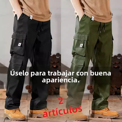 Pantalones de trabajo para hombre, de pierna recta, estilo casual, resistentes, tipo cargo, para trabajos pesados, transpirables y cómodos, estilo militar.