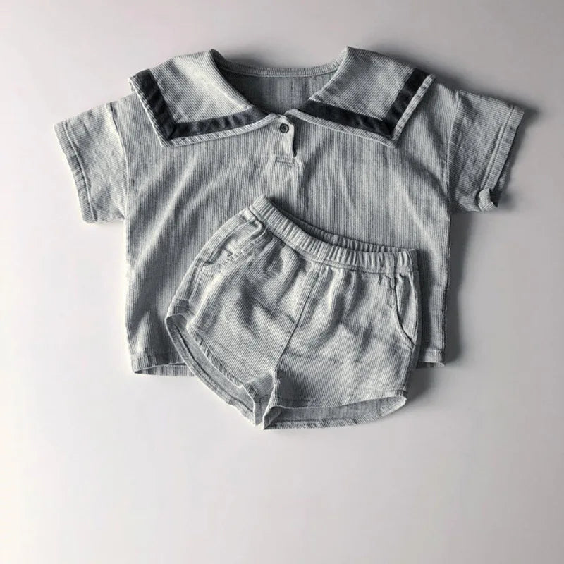 Conjuntos de ropa para niños y niñas, de muselina, con top y pantalones cortos, 2 piezas, traje de algodón español para bebé.